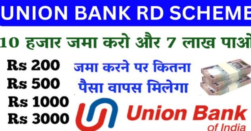 यूनियन बैंक में ₹500 महीना जमा करे 5 साल में मिलेगा इतना रुपया